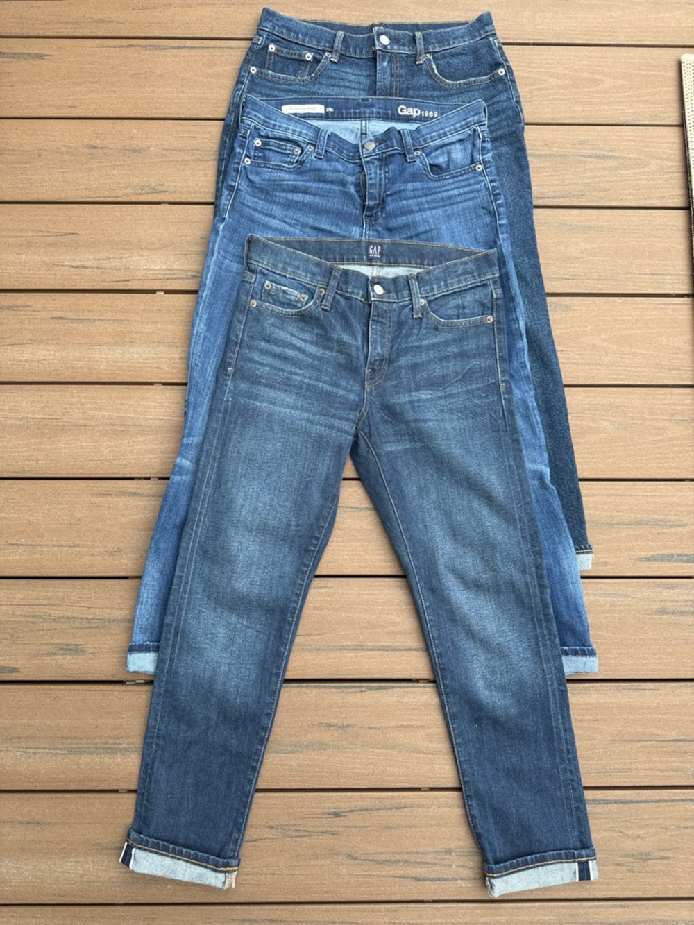 GAP 1969 Women’s Blue Girlfriend Jeans Trio - Faded to Medium Wash